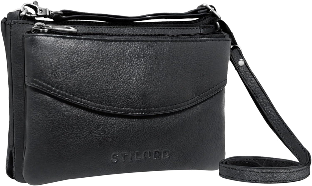 STILORD 'Merle' 3-in-1 Umhängetasche Handtasche Handgelenktasche Leder Elegante Damen Ledertasche mi
