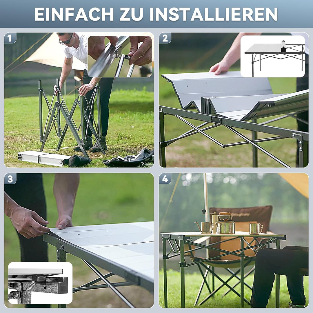 KingCamp Campingtisch Klapptisch Gartentisch Leichtgewicht für 4-6 Personen Silver, Silver