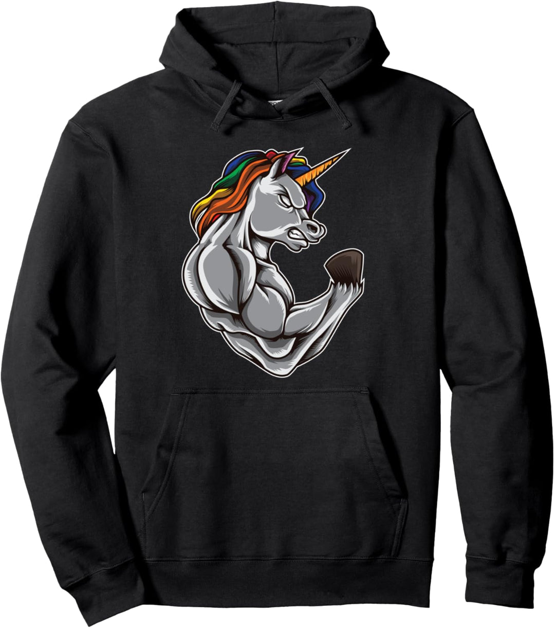 Einhorn im Fitnessstudio - Muskelfitness-Bodybuilder Pullover Hoodie
