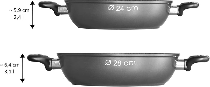 STONELINE® Gourmundo Made in Germany Servierpfanne 24 cm, auch für öl- und fettfreies Braten, Kratzf