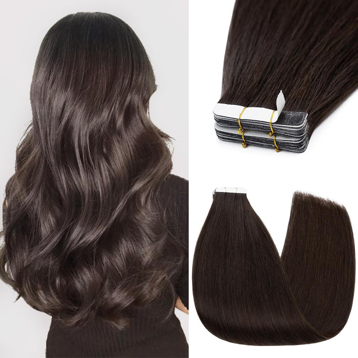 Silk-co Tape Extensions Echthaar 10stk, Remy Tape in Extensions Haarverlängerung, Skin Weft Echthaar