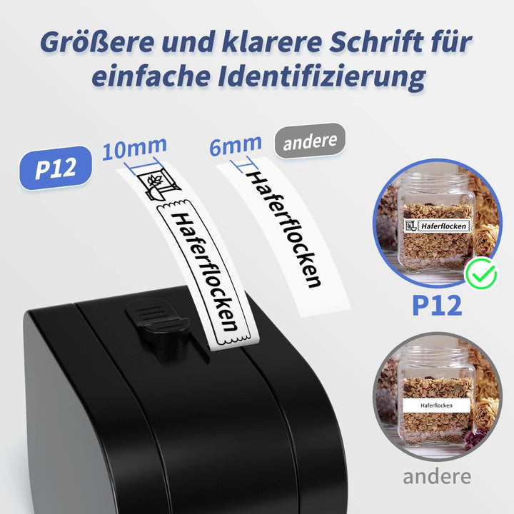 Goknu P12 Beschriftungsgerät Selbstklebend Etikettiergerät Bluetooth Etikettendrucker Tragbarer Labe