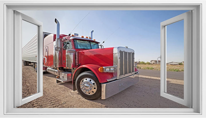 islandburner Bild auf Leinwand Fensterblick Lastwagen Sagenhafter Effekt Wandbild Leinwandbild XCFC