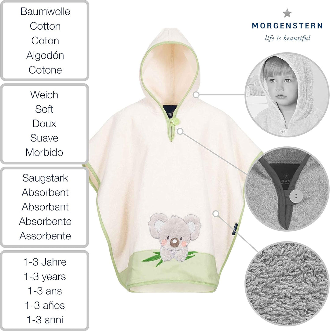 Morgenstern Kinder Badeponcho Koala grün 1-3 Jahre Grün, 1-3 Jahre Grün