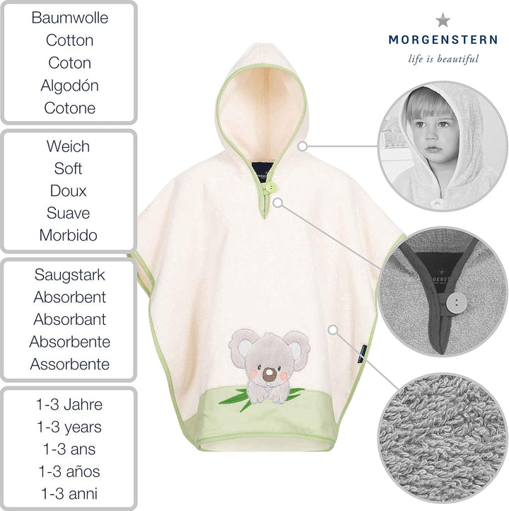 Morgenstern Kinder Badeponcho Koala grün 1-3 Jahre Grün, 1-3 Jahre Grün