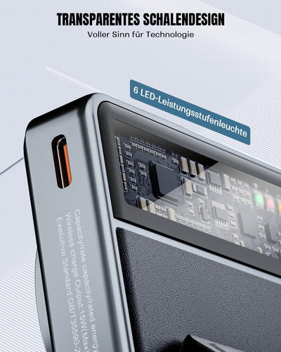 KPON Magsafe Powerbank 10000mAh für iPhone und Apple Watch,3 in 1 Faltbarer Magnetische Powerbank 20
