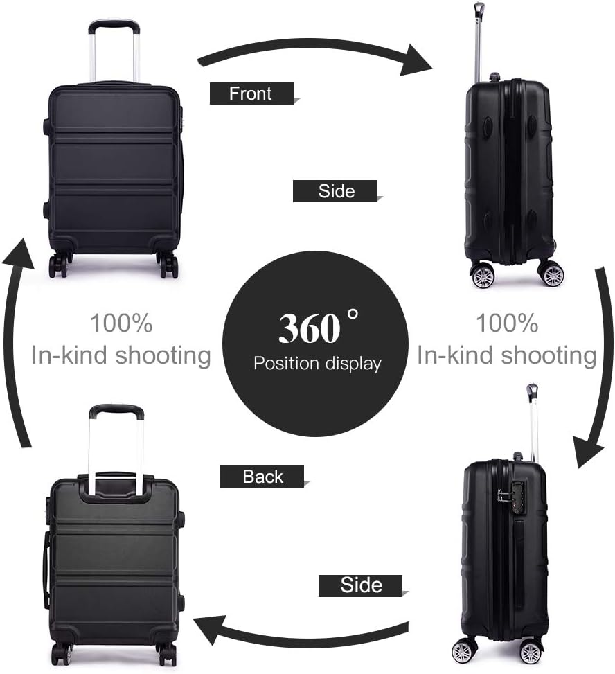 KONO Kofferset 2 Teilig Koffer Trolleys Gepäcksets, 55cm Handgepäck Koffer und 74cm Gross Koffer, Le