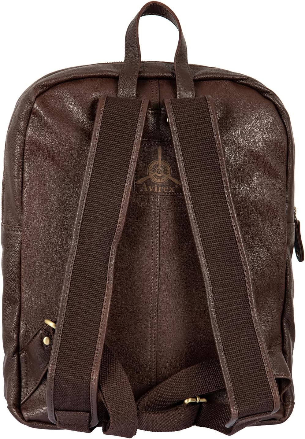 Avirex, Mayday-Kollektion, mittelgrosser Rucksack aus weichem handgetamptem Leder, Farbe Dunkelbraun