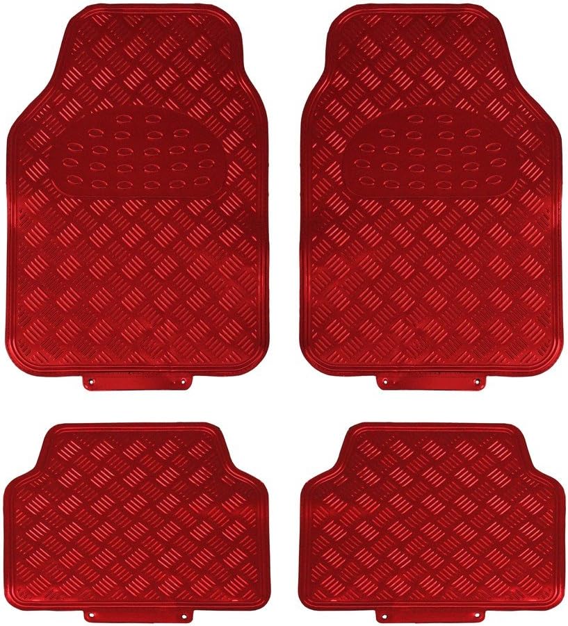 JVL 01-692 Titan Automatten-Set Metallisch mit Gummirückseite, Rot, 4-teilig, Rot