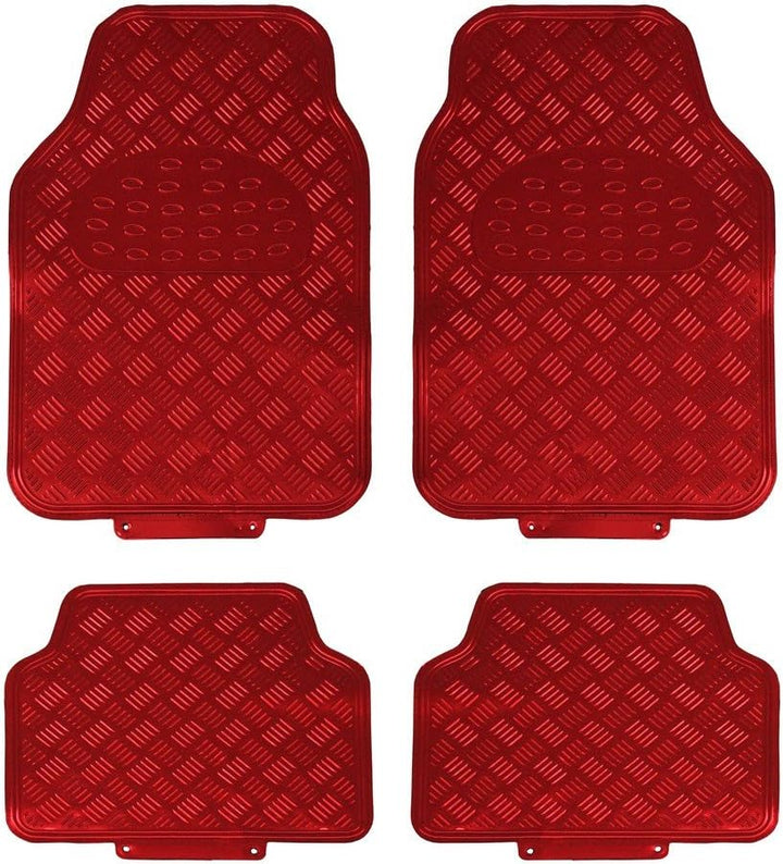 JVL 01-692 Titan Automatten-Set Metallisch mit Gummirückseite, Rot, 4-teilig, Rot