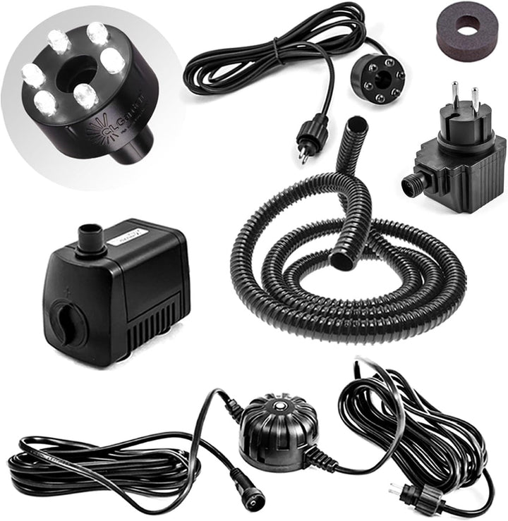 CLGarden DIY Set Springbrunnen Pumpe SP1-SL mit LED-Beleuchtung und automatischer Lichtsteuerung