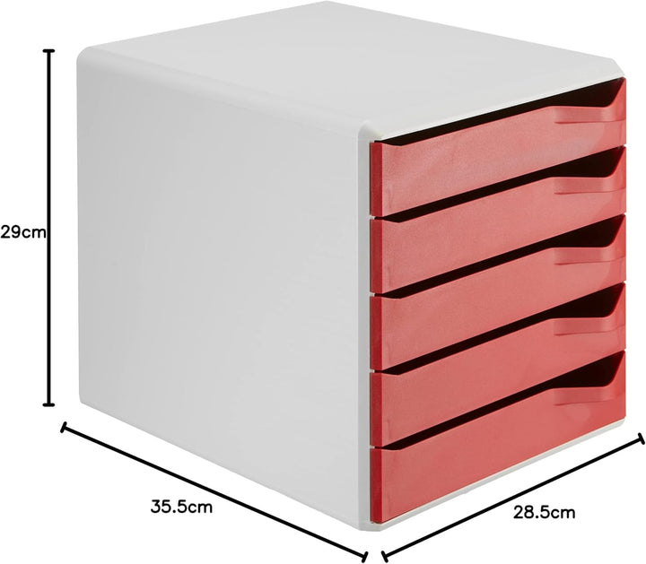 Leitz Post-Set mit 5 Schubladen, Schubladenset zur Aufbewahrung von Dokumenten und Büromaterialien,