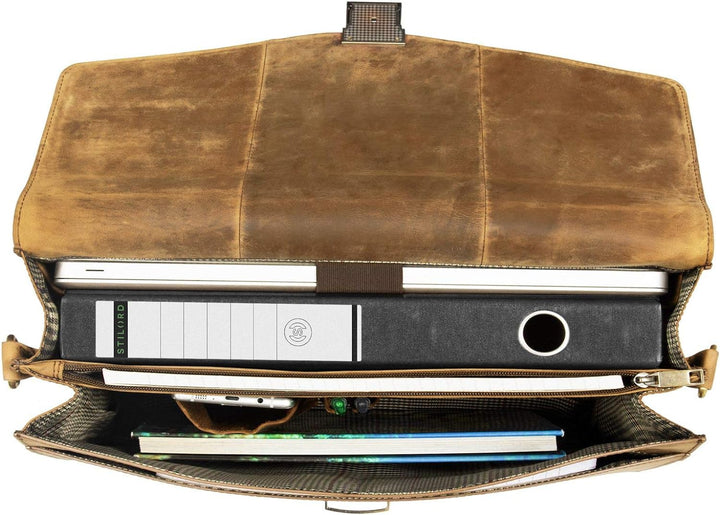 STILORD 'Lazarus' Aktentasche Leder Gross Herren Damen Businesstasche 15,6 Zoll Laptoptasche Umhänge