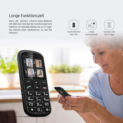 myPhone Halo 2 Mobiltelefon Senioren-Handy mit Ladestation ohne Vertrag 2.2 Zoll grosses Display Gro