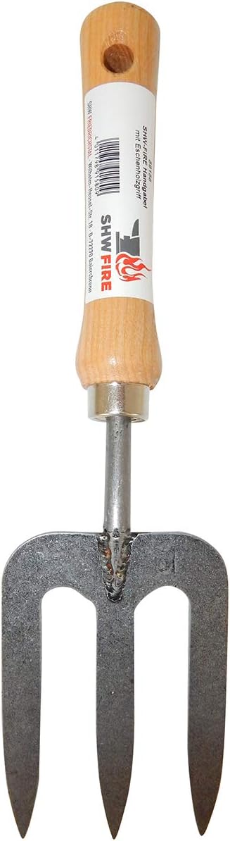 SHW-FIRE Handgeschmiedete Handgabel mit Eschenholzgriff - Ideal für wurzelschonende An- und Umpflanz