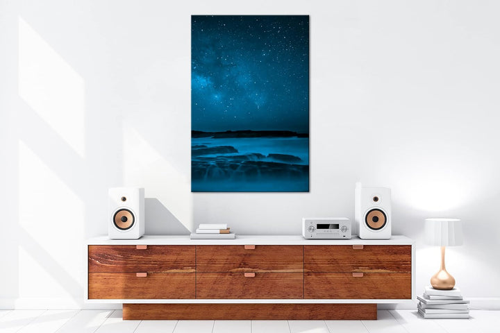 deyoli sagenhafter Sternenhimmel Format 80x60 Effekt: Monocrome Blau als Leinwandbild, Motiv fertig