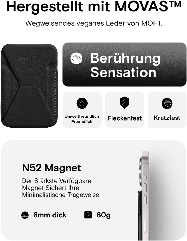 MOFT Magnetischer Handy Wallet Ständer, Veganem Leder Kartenhalter Stand Kompatibel mit Magsafe iPho