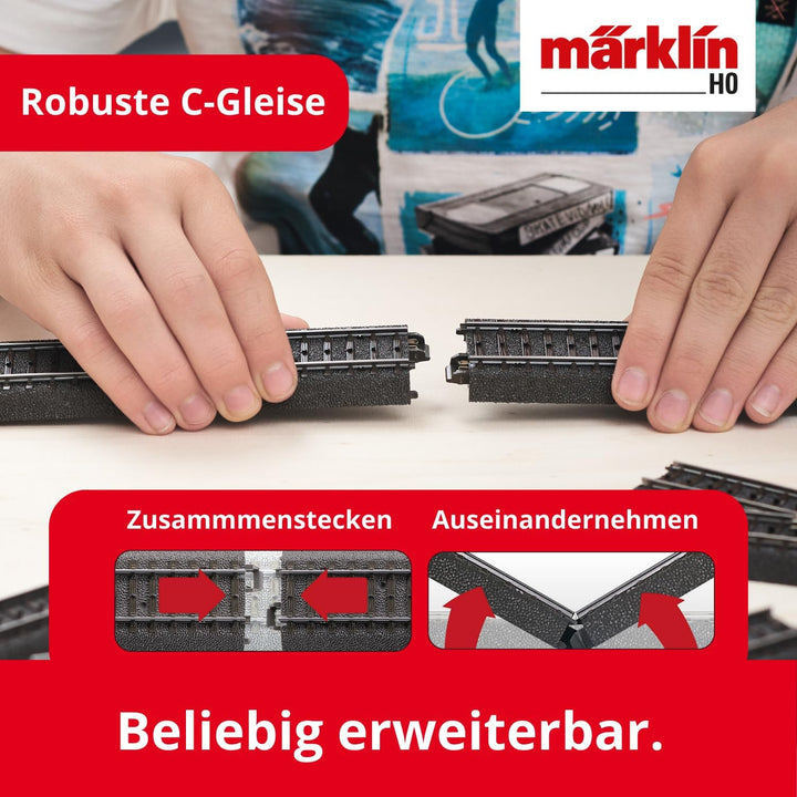 Märklin 29000 - Digital-Startpackung, Spur H0, Startset mit C-Gleis Schienen und Mobile Station Sing