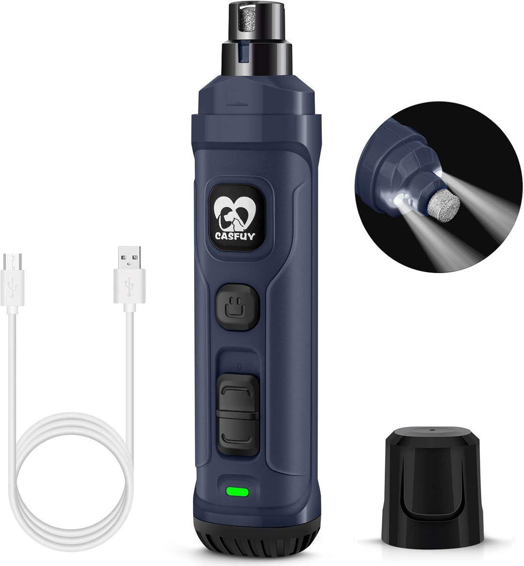 Casfuy Krallenschleifer für Hunde mit 2 LED-Leuchten – 2 Geschwindigkeiten, leiser, leistungsstarker