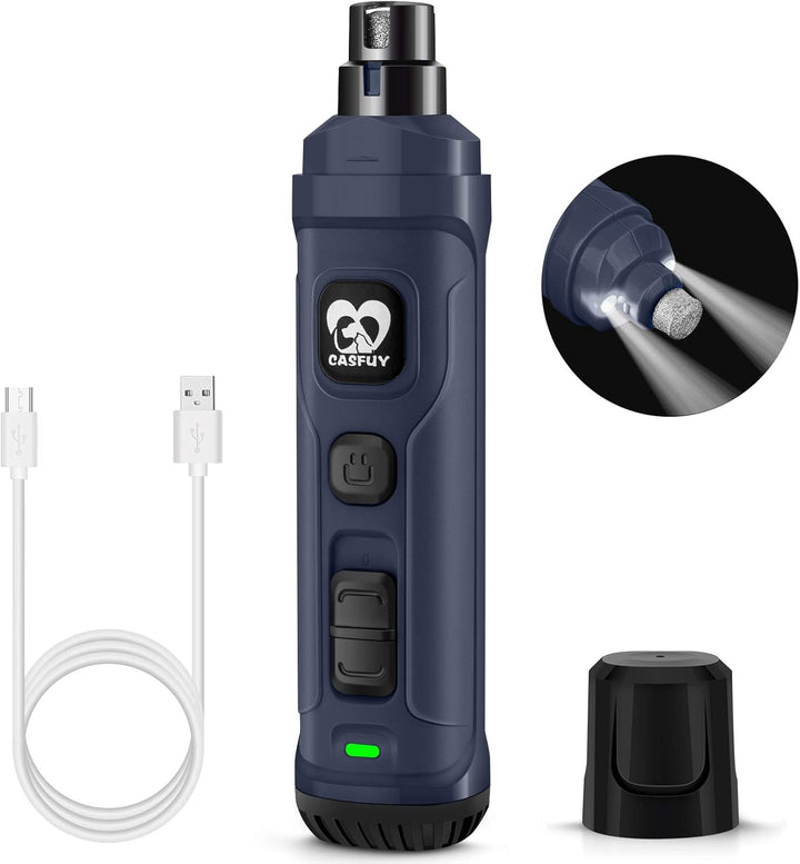 Casfuy Krallenschleifer für Hunde mit 2 LED-Leuchten – 2 Geschwindigkeiten, leiser, leistungsstarker