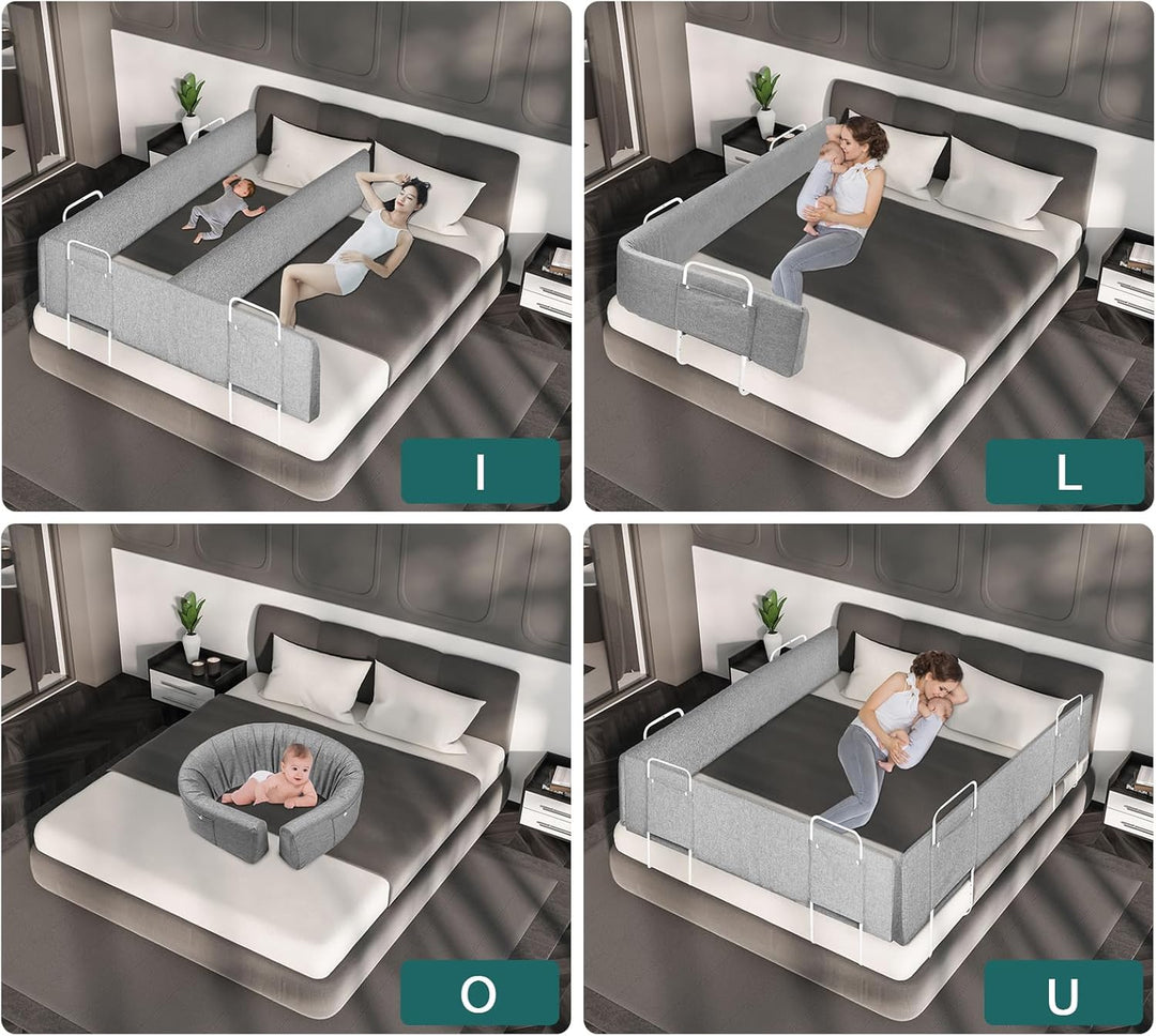 UISEBRT Bettgitter Bettschutzgitter 180cm Rausfallschutz für Kinderbett 5-Loch Höhenverstellbar Bett