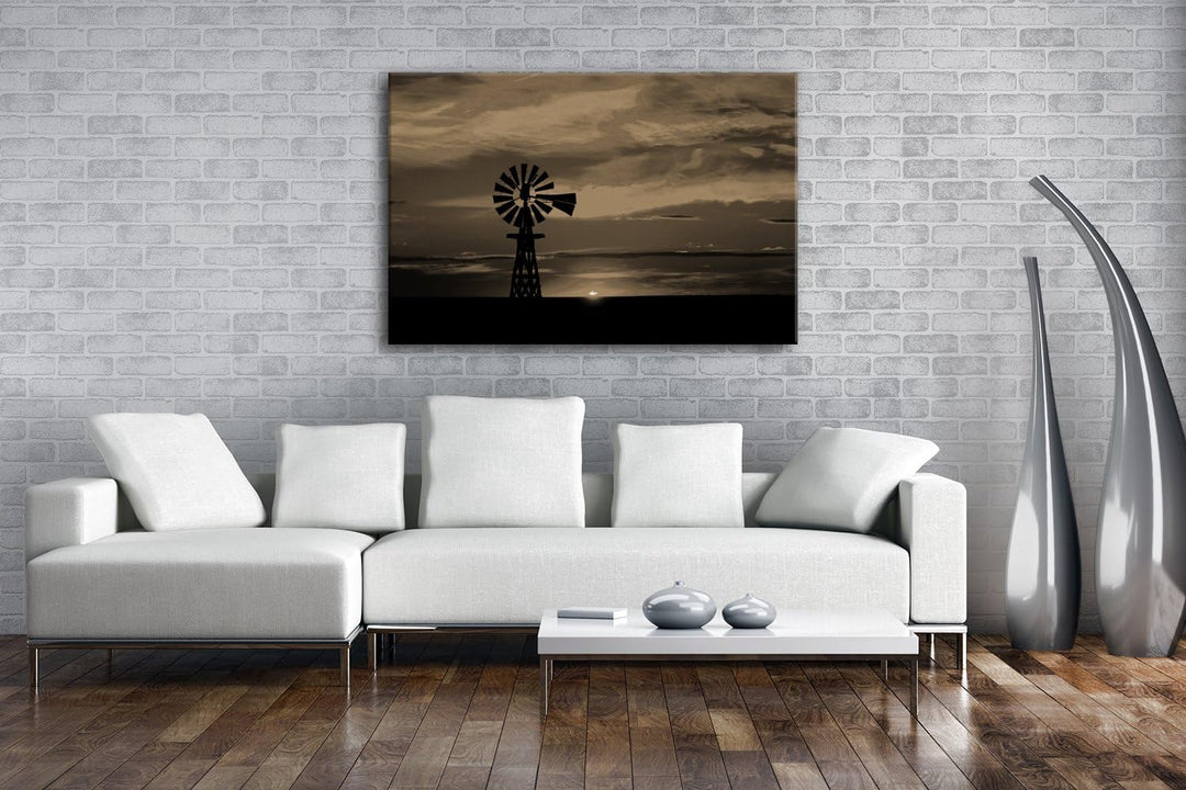 deyoli Windmühle im Abendrot Format: 100x70 Effekt: Sepia als Leinwandbild, Motiv fertig gerahmt auf