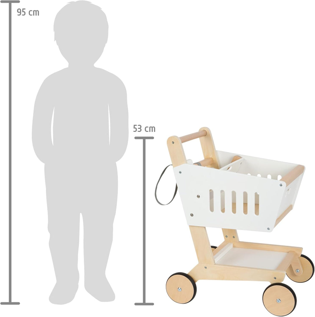 Small Foot Einkaufswagen Fresh aus Holz, Zubehör für den Kaufladen und Supermarkt, Rollenspielzeug a