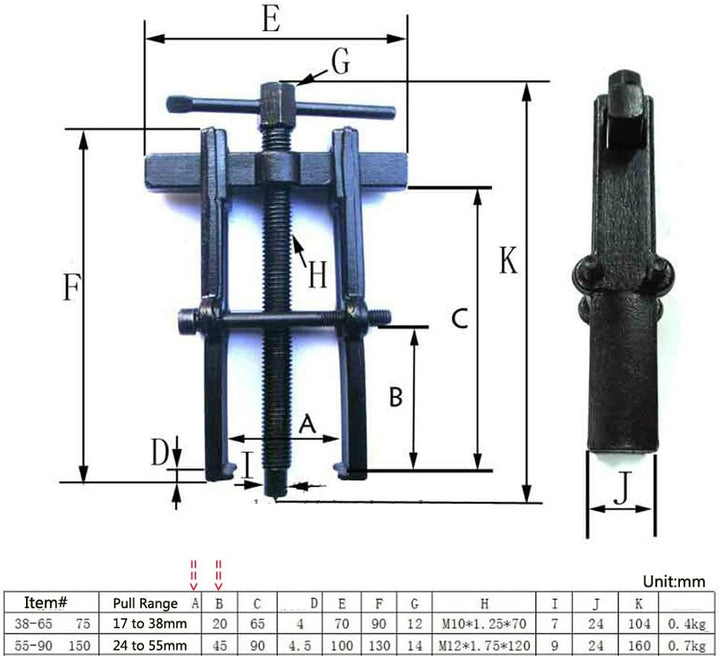 Lagerabzieher mit 2 Backen, Handwerkzeug, 1,7-3,8 cm