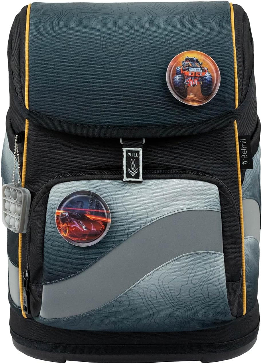 Belmil Smarty Plus Premium Schulranzen Set 405-51/P/S Black Grey, Black Grey