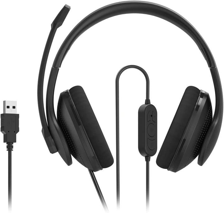Hama Headset mit Mikrofon (kabelgebundene Kopfhörer USB A Anschluss, Aux, Stereo Headphones mit Kabe
