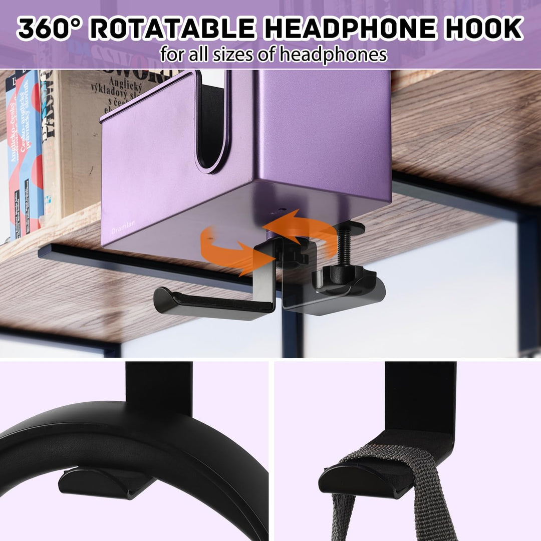 SchreibtischOrganizer mit KopfhörerAufhänger, Schbtisch-Getränkehalter für Schreibtisch-Aufbewahrung