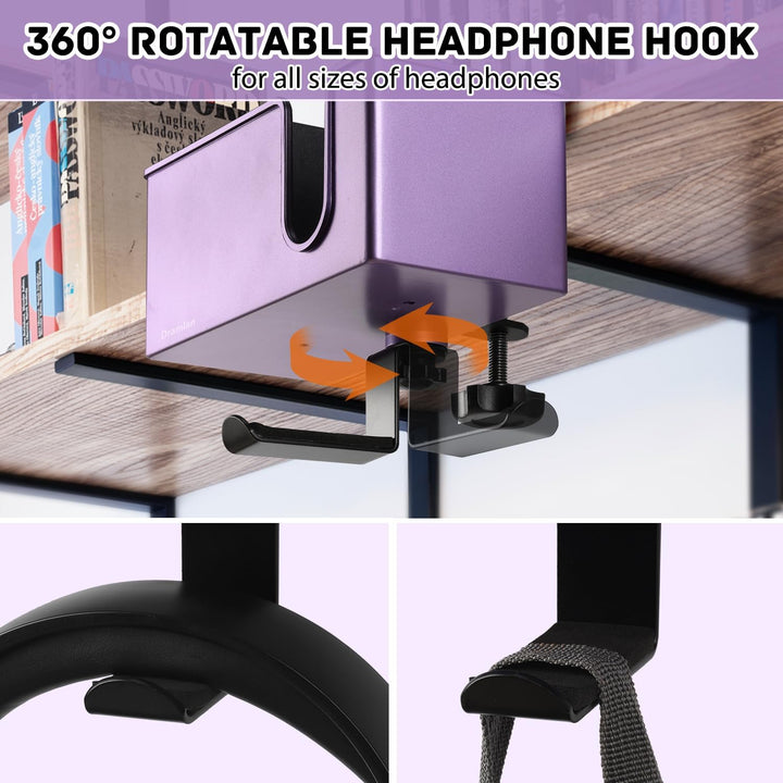 SchreibtischOrganizer mit KopfhörerAufhänger, Schbtisch-Getränkehalter für Schreibtisch-Aufbewahrung