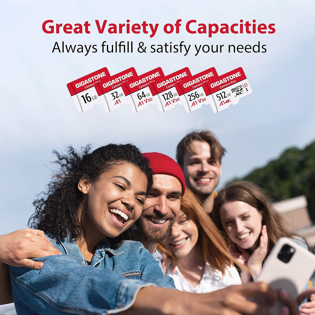 Gigastone Kamera Plus 64GB MicroSDXC Speicherkarte 5er-Pack + SD Adapter, für Action-Kamera und Droh
