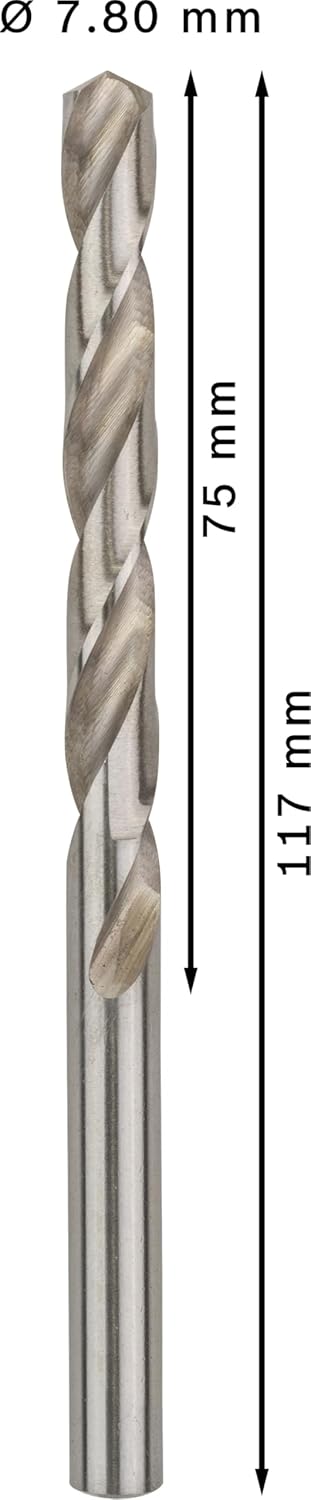 Bosch Professional 10x HSS-G Metallbohrer (für Metall, Ø 7,8 mm, Robust Line, Zubehör Bohrmaschine)