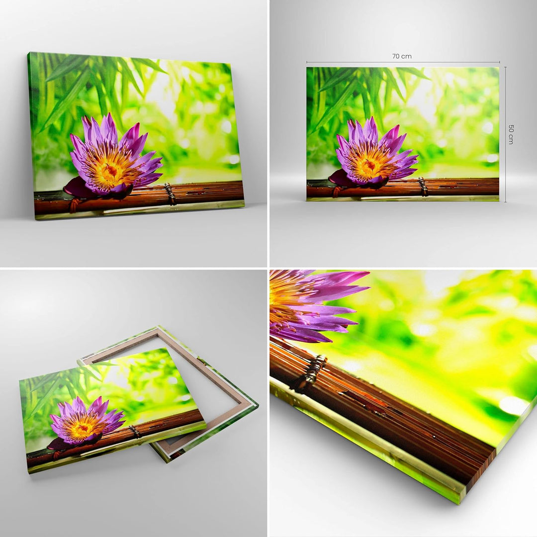ARTTOR Bilder auf Leinwand Asien spa bambus blume Leinwandbild 70x50cm Wandbilder Dekoration Wohnzim