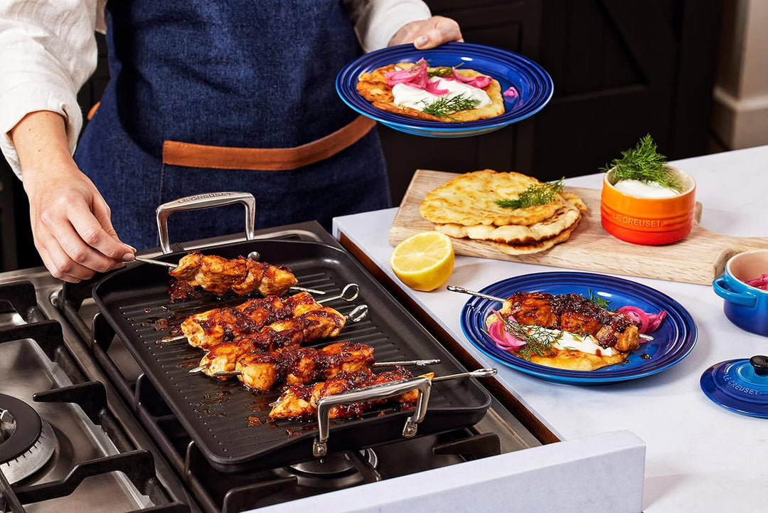 Le Creuset Aluminium-Antihaft Grillplatte mit Rillen, 35 cm, Für alle Herdarten inkl. Induktion geei