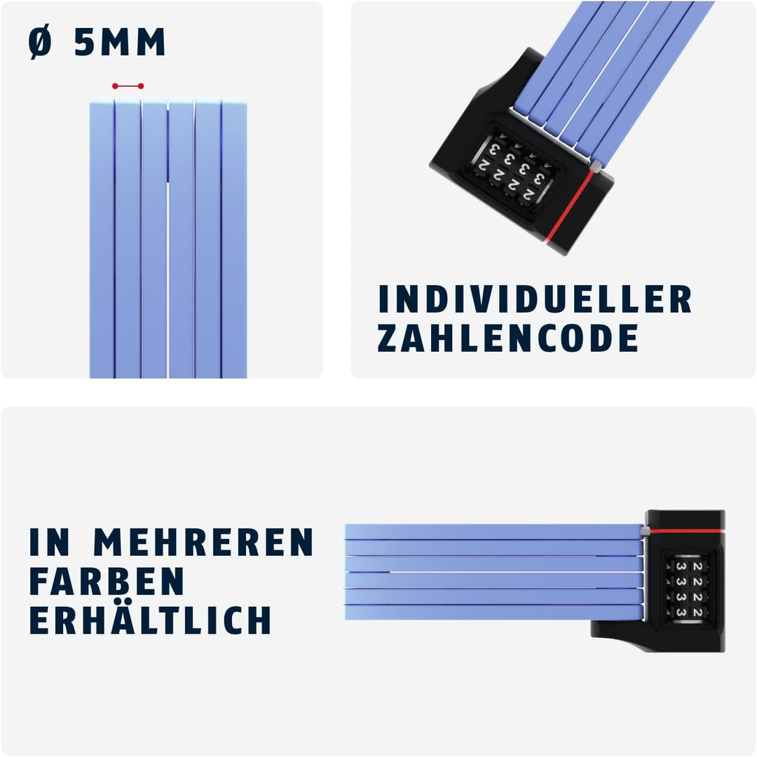 ABUS Faltschloss Bordo uGrip 5700C SH mit Halterung - Fahrradschloss mit Zahlencode und 5 mm starken