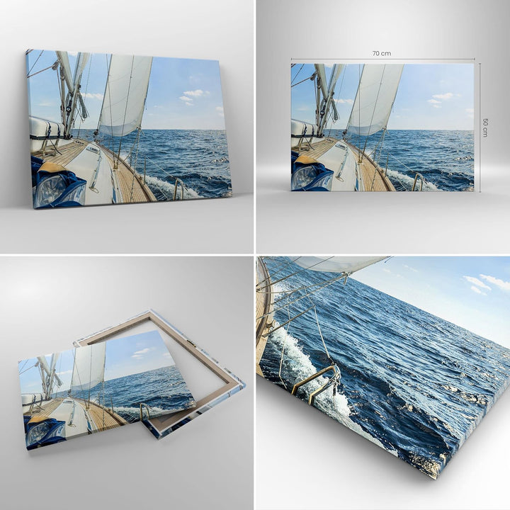 ARTTOR Bilder auf Leinwand Meer Kreuzfahrt Segel Leinwandbild 70x50cm Wandbilder Dekoration Wohnzimm