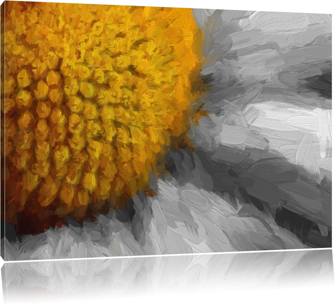 prächtige kleine Margerite schwarz/weiss Deluxe Format: 100x70 cm auf Leinwand, XXL riesige Bilder f