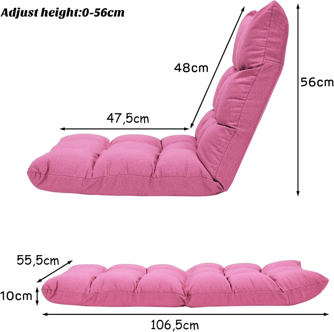HOMASIS Bodenstuhl gepolstert, Bodensessel mit Verstellbarer Rückenlehne in 14 Positionen, Lesesesse