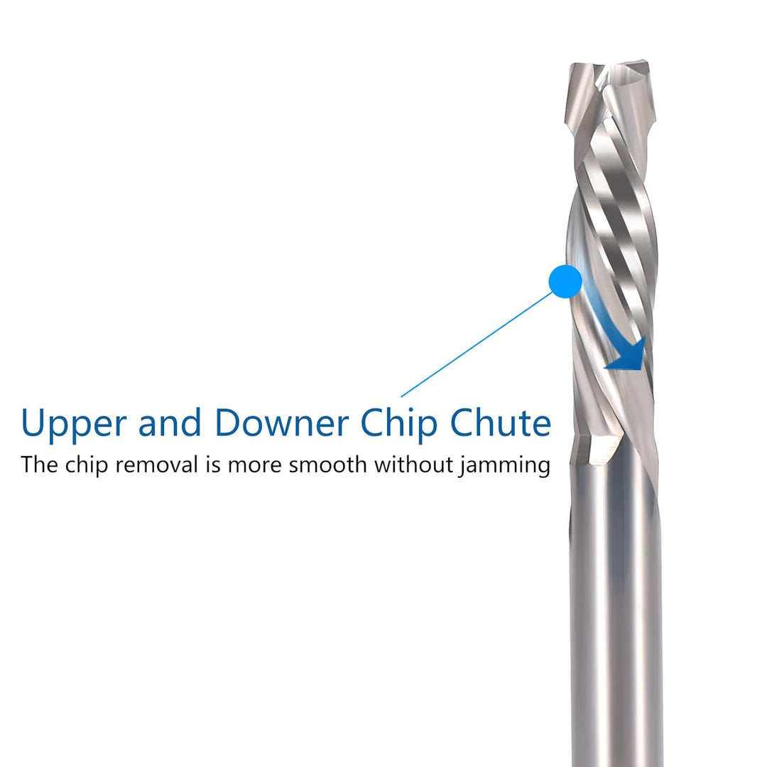 EU_HOZLY 3.175x15mm UP & DOWN Schneiden Sie zwei Flöten Spiral Hartmetallwerk Werkzeugschneider für
