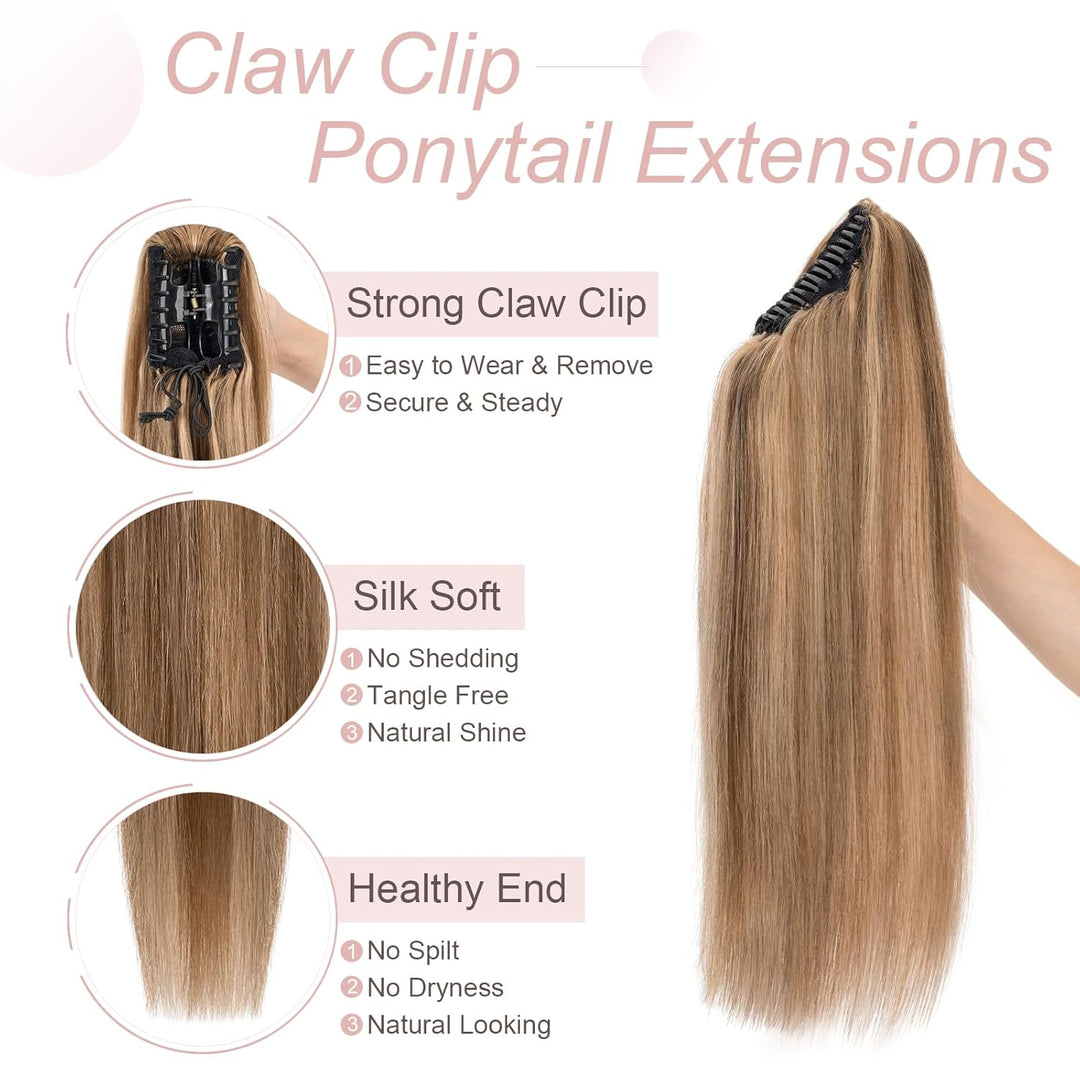Clip in Pferdeschwanz Extensions Echthaar Haarteile Echthaar Ponytail Extension 7A Remy Hair Glatt Z