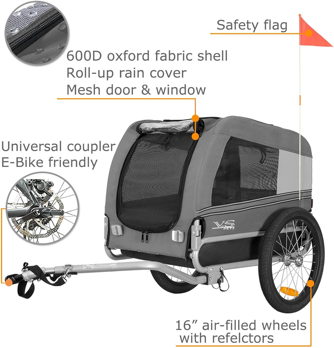 Tiggo VS Pets M Hundeanhänger Fahrradanhänger für Hunde Hundefahrradanhänger 80201 Grau, Grau