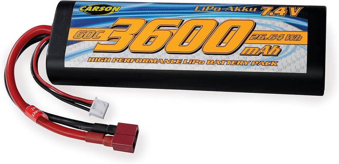Carson 500608231-7,4V/3600mAh 60C LiPO Ra.Akku T-Pl. HC R, wiederaufladbar, Anschlusskabel mit T-Plu