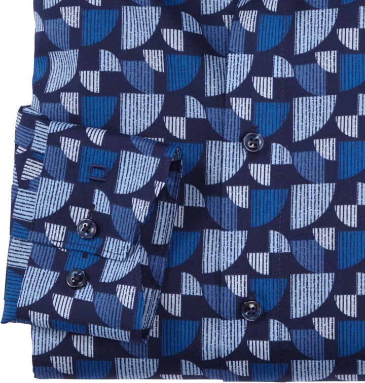 OLYMP Herren Businesshemd Langarm Luxor,Rotationsdruck,modern fit,Global Kent 44 Royal 19, 44 Royal