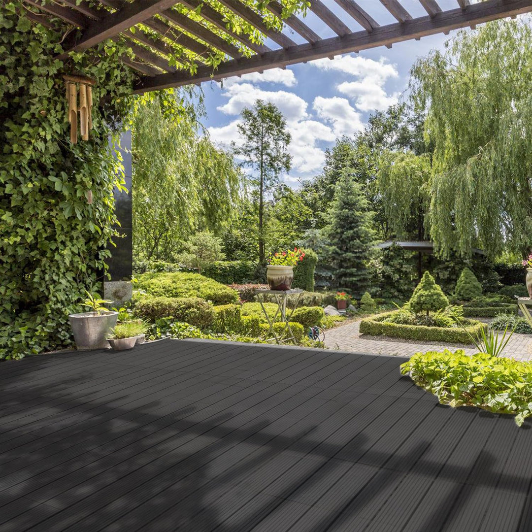 Ansobea WPC Terrassenfliesen Fliesen, 30x60 Holzfliesen 6er Set für 1m²,Balkonfliesen in Holzoptik,B