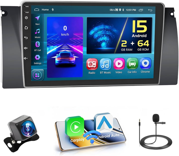 2GB+64GB Android 13 Autoradio für BMW 5 E39 E53 M5 X5 1996-2007 Radio Wireless CarPlay Android Auto