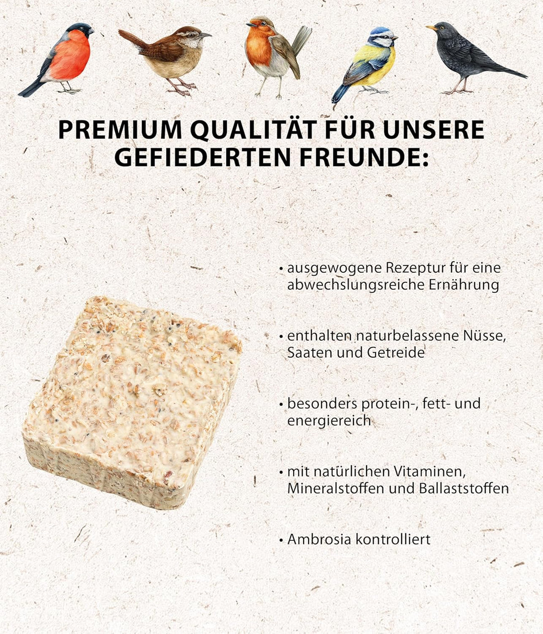 Dehner Natura Wildvogelfutter-Tafeln mit Erdnüssen, 12 x 300 g (3.6 kg) mit Erdnüssen 300 g (12er Pa