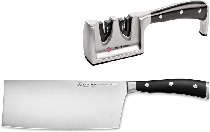 WÜSTHOF Classic Ikon Messersatz mit 2 Artikeln Kochmesser und Messerschärfer Single, Kochmesser und