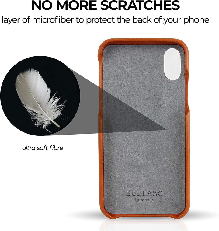 BULLAZO Menor Urban, Edle Hülle aus Leder mit Kartenfach, Kompatibel mit iPhone X 10 XS 10S, Cognac